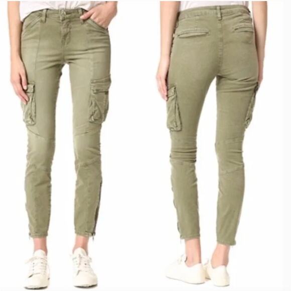 L'Agence Montgomery Skinny Cargo Pants Jeans Brigade Green Size 28 Zipper Ankle - Picture 1 of 10
